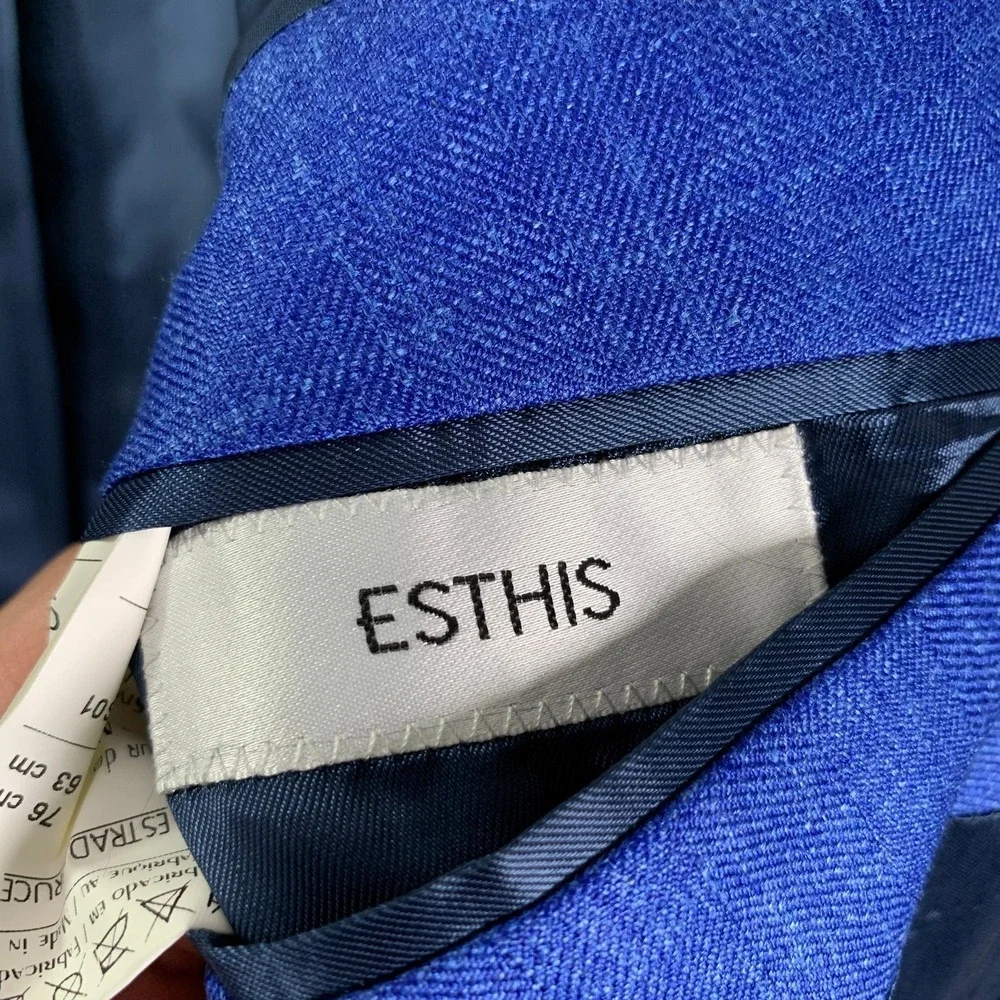 Loro Piana Suit Men 46R Blue Summertime Linen Silk 34x28 Double Breasted 2 Piece - Picture 5 of 16